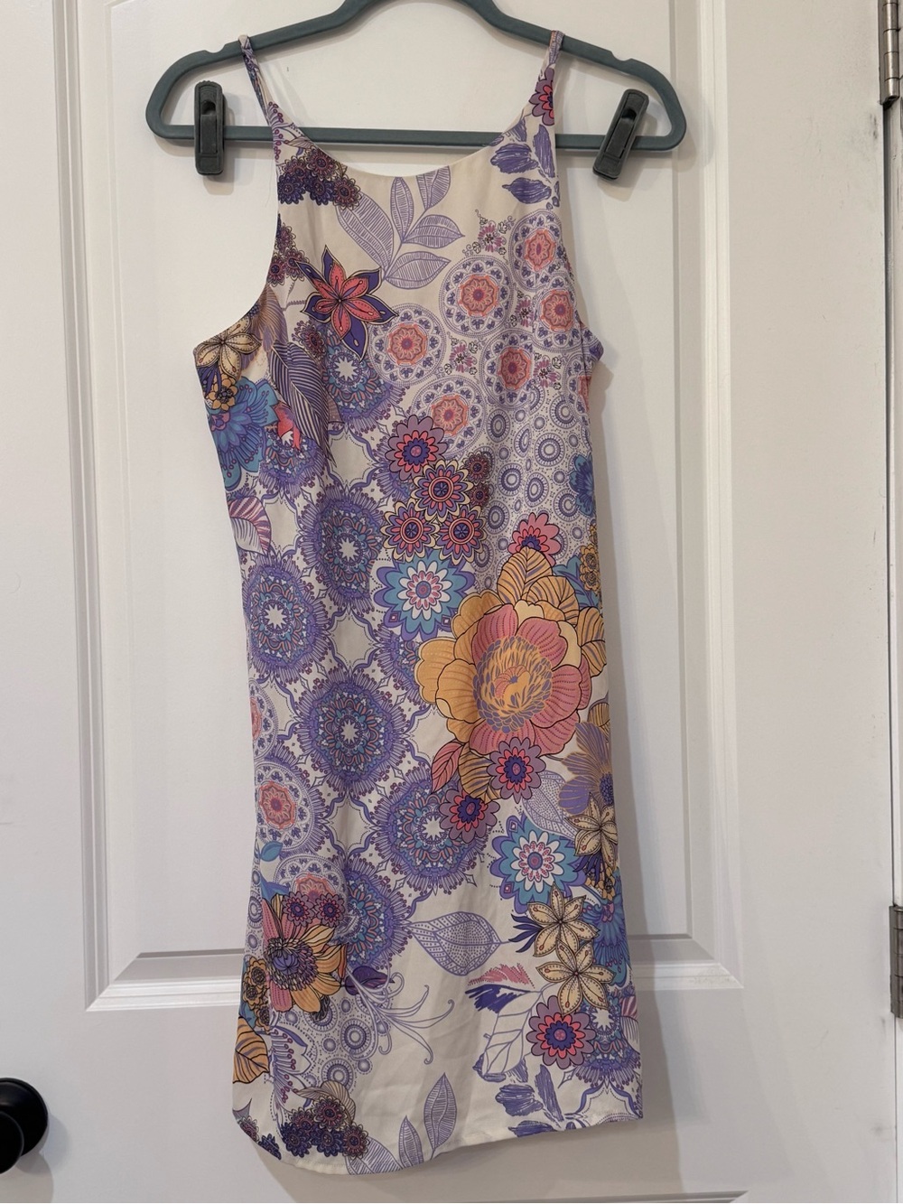 Everly Floral Slip Dress in Purple, Cream and Yellow